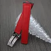 Watch Band Carbon Fiber Watch Strap with Red Stitched Leather Lining Stainless Steel Clasp watchband for Tag275m
