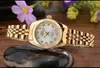 Merk top luxe dames goud horloge dames gouden klok vrouwelijke dame jurk rhinestone quartz waterdichte horloges vrouwelijk