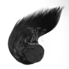 VMAE #1 JET BLCK Dubbel ritad 140g 14 "till 26" HorsetAil Tight Hole Ponytail Brazilian Indian Human Hair Extensions