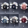 Perle Seidenblumen Stoff Brosche künstliche Blumenblatt Boutonniere Braut Bräutigam Corsage Broschen Hochzeit Zeremonie Party Pin Brosche