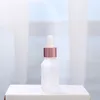 Rensa frostat glas Essential Oil Perfume Bottle Flytande Reagent Pipettera Dropperflaska med Rose Gold Cap 5-100 ml