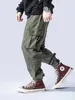 Fashion Streetwear Men Jeans Harem Trousers Japanese Style Big Pocket Cargo Pants hombre Red Loose Fit Hip Hop Joggers Pants Men