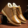 Warm Mens Winter Boots Non-slip Solid Waterproof Mens Flat Winter Snow Boots Lace Up Round Toe Winter Boots