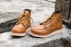 Vente chaude-printemps rouge bottines homme aile chaud travail en plein air Martin Cowboy moto talon mâle à lacets Y87566