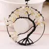 Handmade Tree of Life Natural Stone Pendant Necklace Vintage Opal Reiki Healing Crystal Choker Necklace for Women Nice Gift