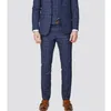 El más nuevo Check Groom Wear Tuxedos Azul marino 3 Piezas Hombres Trajes de pantalón Solapa con muescas Formal Caballeros Formal Wedding Blazer