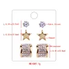 Wholesale-star diamonds ear studs for women Letter love fashion golden copper earrings girl 3 pieces studs jewelry set free shipping