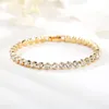 New Vintage Silver Gold Alloy Full Rhinestone Bracelet For Women Fashion One Row CZ Zircon Tennis Bracelets Wedding Party Gifts