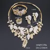Women Girl Wedding Accessories African Beads Jewelry Set Costume Gold Color Crystal Necklace Bangle Ring Earring Jewelry Sets2185