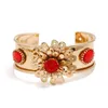 Gros-ins designer de luxe exagéré géométrique belle fleur diamant cristal réglable bracelet bracelet ouvert pour femme