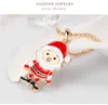 Ny julhänge Halsband Santa Claus Deer Julgran Sock Snowman Mix Crystal Quality Gift for Kids Women Christmas Smycken