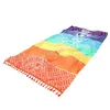 15075cm Polyester Chakra Tapestry Yoga Rug Chakras TASSEL randig golvmatta Sarongs strandvägg hängande resesjal KKA78805445624