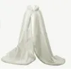 Beatiful Bridal Cape White Long Wedding Cloaks Faux Fur With Satin Warm For Winter Wedding Bridal Wraps Bolero Hooded5181120