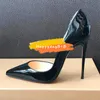 Designer Gratis verzending mode vrouwen schoenen zwart lakleer punt teen naaldhak hoge hakken pumps bruid trouwschoenen gloednieuwe 12 cm