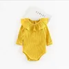 Baby Clothes Kids Girls Lotus Leaf Collar Rompers Infant Long Sleeve Article Pit Triangle Jumpsuits Newborn Warm Cotton Onesies AYP705