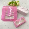 Pink holographic box empty lashes box hot selling and good quality cardboard pink color custom private label logo