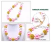 Kind Mädchen Perlen Halskette Mode Rosa/Weiß/Gold Chunky Bubblegum Perlen Halskette Für Kleinkind Kinder Party Geschenk Schmuck