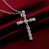 Plated sterling silver necklace 18 inches Cross shaped zircon pendant necklace DHSN668 top 925 silver plate Pendant Necklaces jewelry