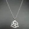 Vintage Silver Dubbel Viking Irländsk Triquetra Triangel Knot Hängsmycke Justerbar Kors Lariat Halsband för Kvinnor Män Smycken Present 870