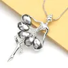 Danse Collier Argent Ballerine Danseuse Ballet Danse Pendentif Collier Charme Filles Noël Saint Valentin Cadeau Cristal Colliers