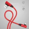 90 graden Micro USB-kabel 0.25m 1M 2M Fast Charger Cords Gevlochten V8 Type C Data Kabel voor Smartphone Android