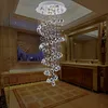 Luci moderne in cristallo per scale loft, luci a sospensione in cristallo contemporaneo, lampade a sospensione per soggiorno, corridoio, villa dell'hotel