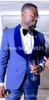 Latest Design One Button Blue Groom Tuxedos Shawl Collar Groomsmen Dresses Mens Clothes Wedding Suits (Jacket+Pants+Vest+Tie) D:273