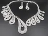 Set di gioielli da sposa da donna, strass da spettacolo, splendidi orecchini in argento scintillante con collana per accessori da sposa per feste9130062