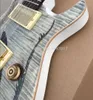 Paul Smith Private Stock Dragon 2000 Wit Grijze Vlam Maple Top Elektrische Gitaar Dragon Abalone Pearl Inlaid Top, Hout Body Binding