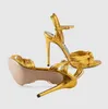 Women Gold High Heels Sandals shoes patent Catwalk models Lucky Classic Sexy lip Snake Open Toe party wedding shoes 10.5CM Stiletto