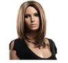 Kvinnor Mid-Wig Brown Mid-Long Straight Hair Side Bang Bobo Short Wig