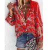 Vrouwen Revers Hals Winter Gedrukt Blouse Bloemen Blouses Nieuwe Herfst Mode Designer Shirts Tops Lange Mouwen 2023 Nieuw