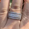 Gioielli di moda classica 925 Sterling Silver Pave White Clear 5A Cubic Zirconia Apertura regolabile Donna Wedding Star moon Ring Gift
