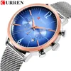 Curren FashionCasual Chronograph Sport Mens Quartz Watches Mesh Steel Band Wrist Watch Date Clock Relogio Masculino