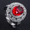 Inlaid Full Zircon Wedding Rings for Women Fashion Big Red Crystal Princess Rings Banquet Party Bride Jewelry Bague4056686