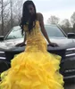 노랑색 롱 딤 드레스 2019 남아 프리카 흑인 여자 연인원 아플리케 휴일 졸업복 야간 파티 가운 플러스 사이즈