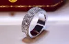 Wholesale- Luxury Jewelry 925 Sterling Silver Pave White Topaz CZ Diamond Eternity Lady Fashion Women Wedding Band Ring For Lovers' Gift