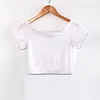 Kvinnors T-shirt One-Shoulder Stropless Tops Kortärmad Sexig Tube Top1