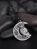 Vintage Supernatural Wicca Moon Star Hollowed-Out Pendant Söt Owl Animal Halsband Irländsk Knot Viking Amulet Smycken