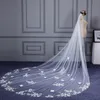 Stock Wedding Veils Sequin Luxury Cathedral Bridal Veils Applices Lace Edge White One Layers Custom Made Long Wedding Veil Fast S4417955