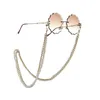 Euam Elegrant Women Doublelayer okulary łańcuchowe koraliki metalowe okulary przeciwsłoneczne Smyczowe szklanki przeciwodwajowe Akcesoria String Akcesoria 1209491