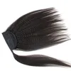 Afro kinky rak mänskligt hår hästsvans för svart kvinnor naturlig svart färg Virgin brasiliansk wrap runt hästsvans hårförlängningar 120g