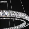Çağdaş Krom DIY LED K9 Kristal Avize Işık Modern Uzaktan Kumanda 90-260V Ev Dekorasyon ile 3/4 Halkalar kolye Işık Dim