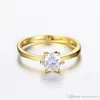 Yamni Original Pure Gold Color Solitaire 6 мм 1 CT CZ Обручальные кольца циркона для женщин Полный кольцо.