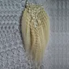 Clip de cabello humano recto rubio rizado brasileño en extensión de cabello 10 piezas y 120 g / set 12 - clip de Remy Grueso Yaki grueso de 24 pulgadas en extensiones