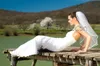 Nouvelle image réelle blanc une couche bord de ruban voiles de mariage accessoires de haute qualité Champagne rouge Meidingqianna poignet longueur alliage peigne