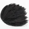 Brasiliansk naturlig svart 4c Afro Kinky Curly Ponytail 120g Horsetail Cuticle Inriktad Virgin Elastic Band Drawstring Human Hair Ponytails