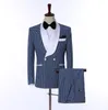 Immagine reale smoking smoking scialle scialle di risvolto vino One Button Groom Men Suits Matrimonio Prom Dinner Blazer (Giacca + Pantaloni per prua + Pantaloni)