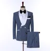 Real Image Tuxedos De Mariage Châle Revers Vin Un Bouton Marié Hommes Costumes De Mariage De Bal Dîner Blazer (Veste + Arc + Pantalon) Sur Mesure