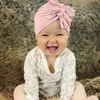 American Style Childrens Soft Warm Knitting Hat Girls Cute Bow Head Wrap Kids Pretty Princess Turban Autumn Winter4195552